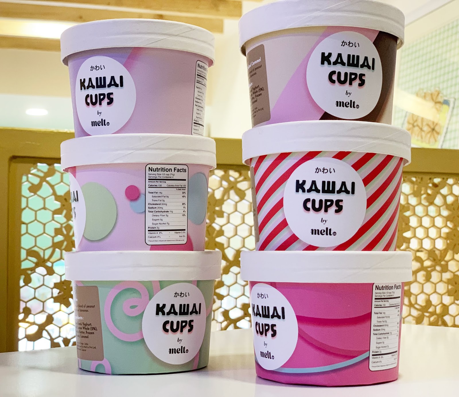日式风格的Kawai Cups冻酸奶包装设计