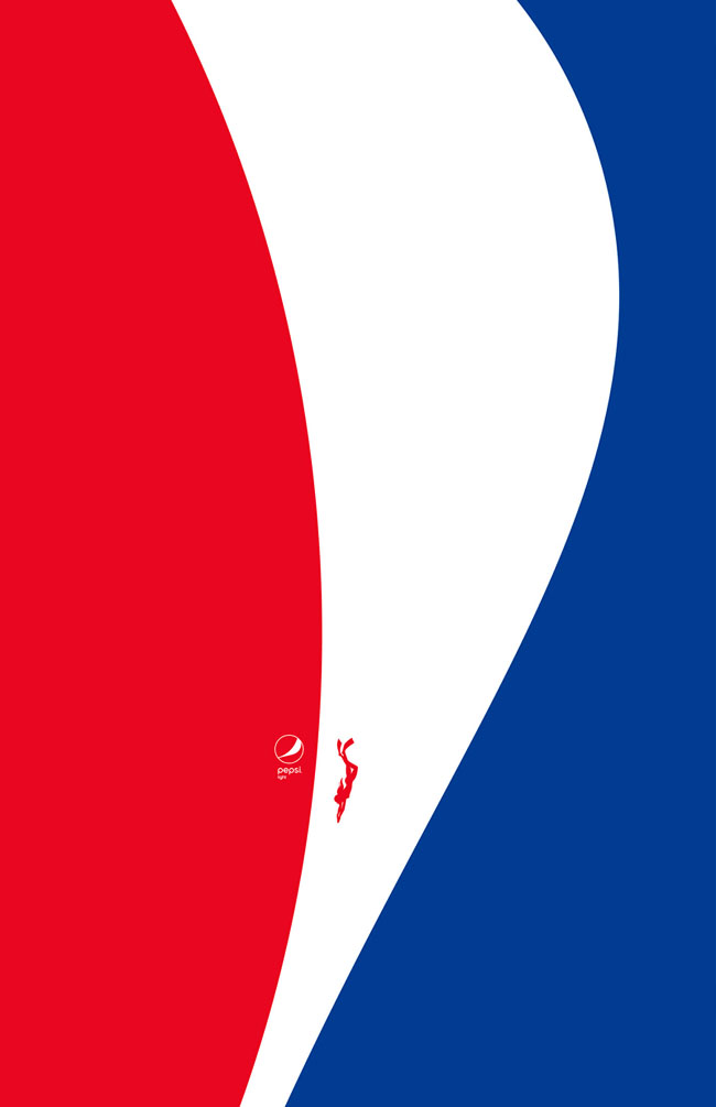 Pepsi Light百事轻怡运动主题极简平面广告