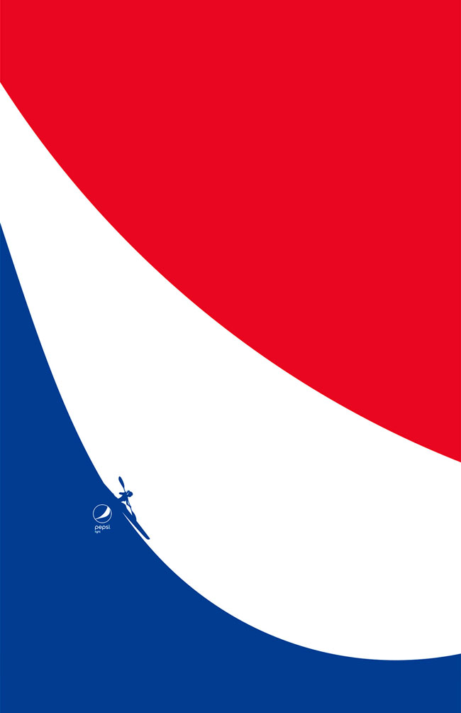 Pepsi Light百事轻怡运动主题极简平面广告