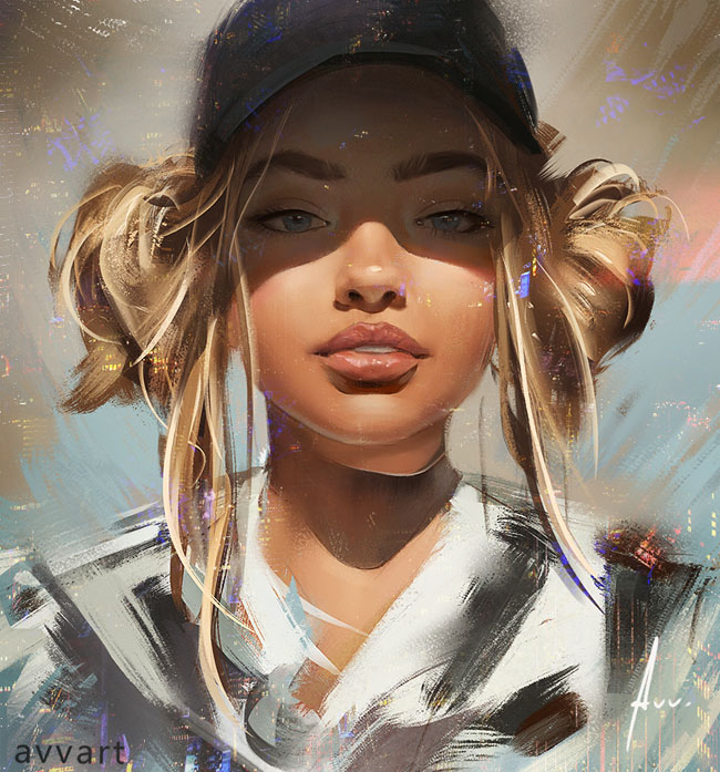 俄罗斯Vinogradov Aleksei漂亮的女孩肖像插画