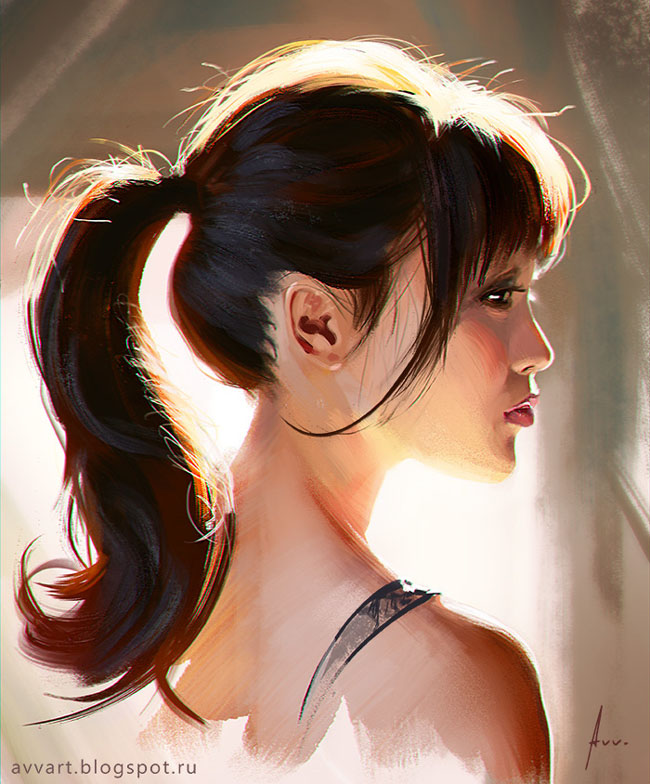 俄罗斯Vinogradov Aleksei漂亮的女孩肖像插画