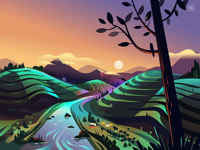 2019主题风景插画设计
