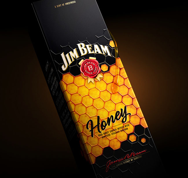 国外Jim Beam蜂蜜威士忌包装设计作品
