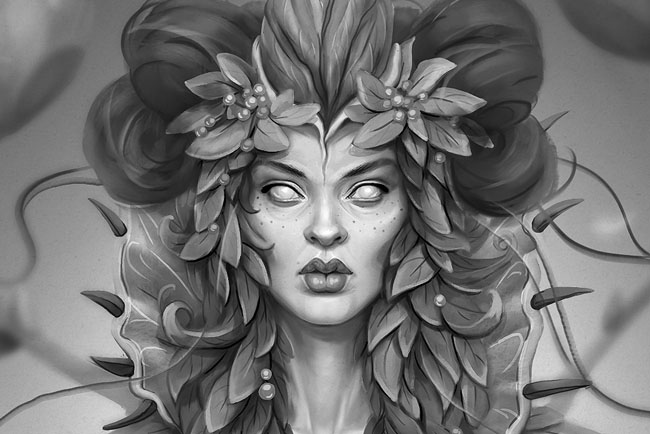 漂亮的花卉女人概念插画设计