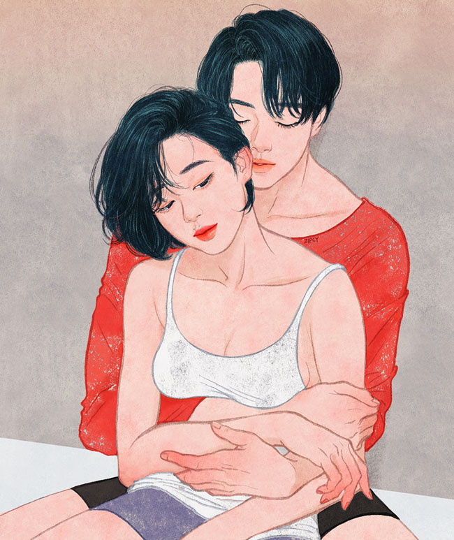 韩国设计师Zipcy情侣插画设计