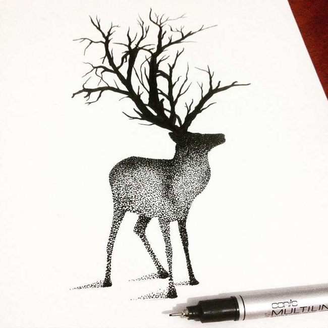 Thiago Bianchini点阵式艺术插画设计