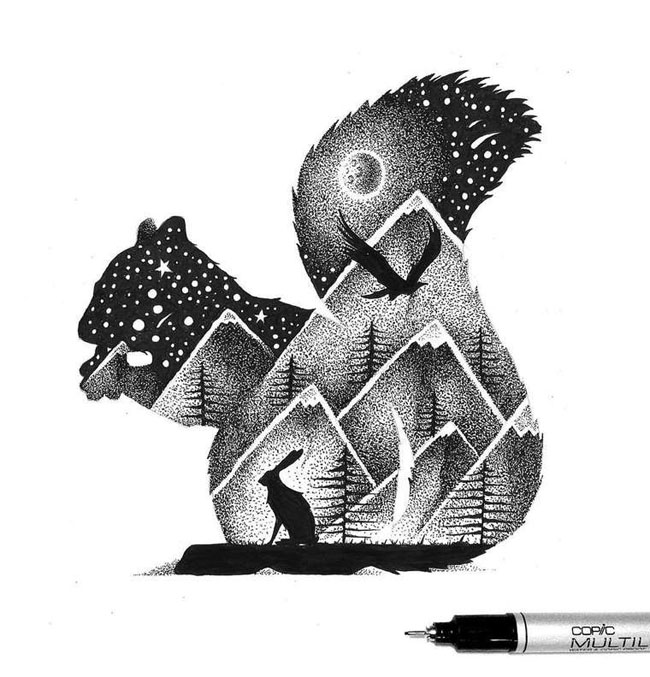 Thiago Bianchini点阵式艺术插画设计
