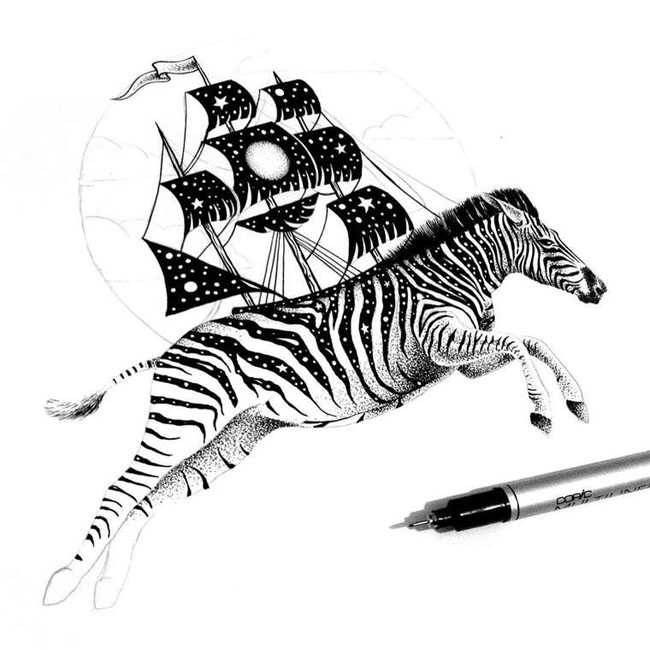 Thiago Bianchini点阵式艺术插画设计
