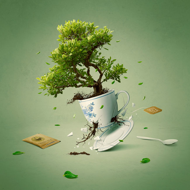 Green Tea茶品牌数码合成设计欣赏