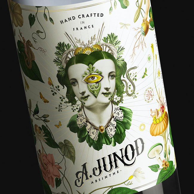 国外A.Junod苦艾酒瓶贴设计作品