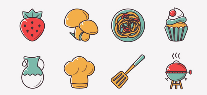 一组简洁美观的食物图标设计作品