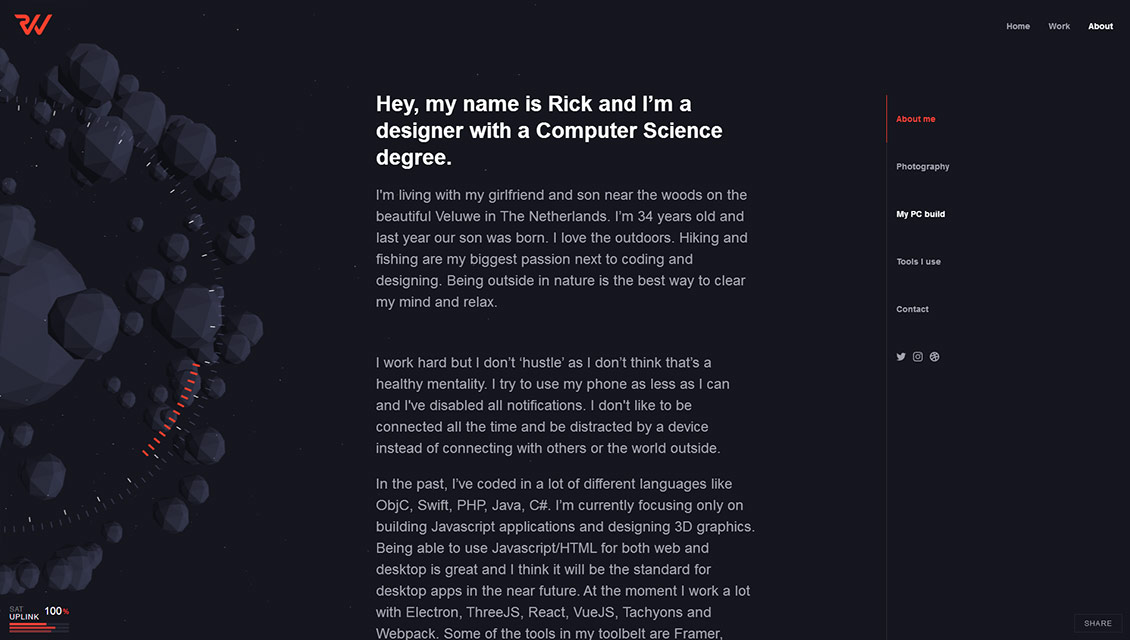 Rick Waalders设计师网站界面