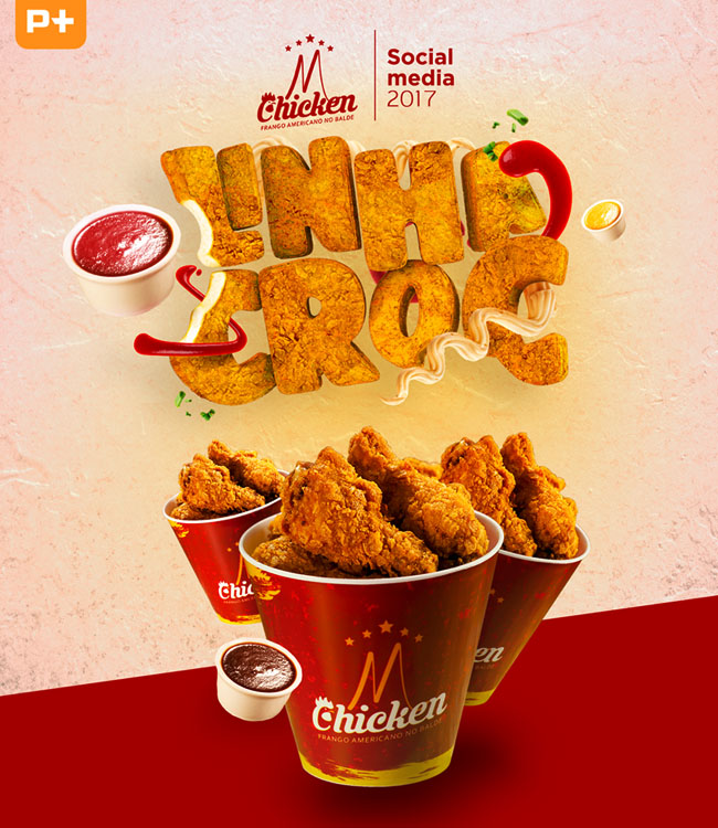 MCHICKEN炸鸡快餐店字体广告设计作品
