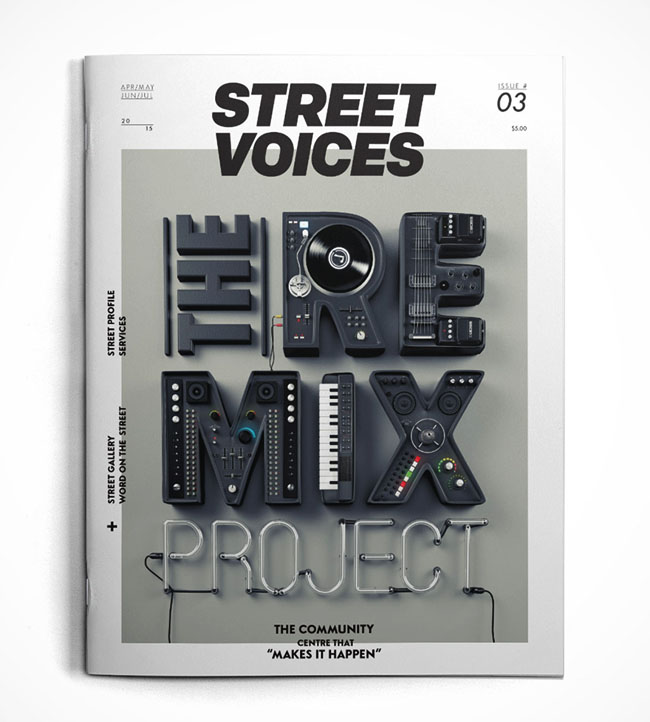 国外Street Voices杂志封面3D字体设计