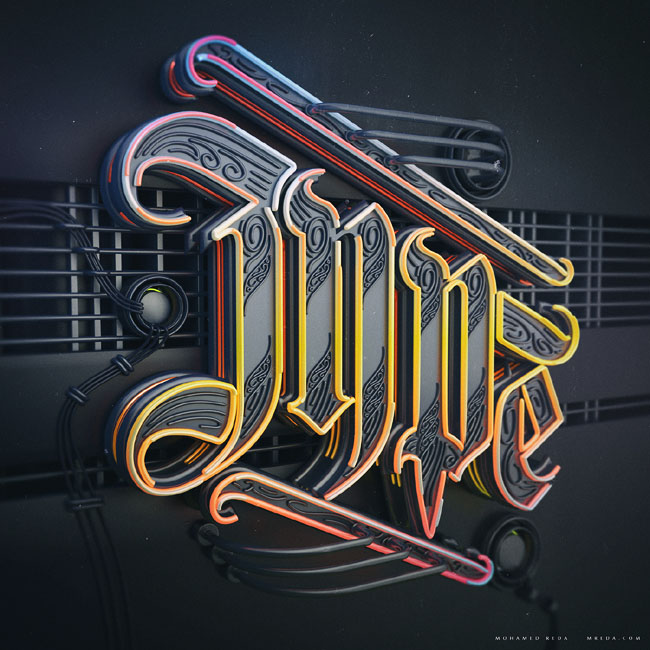 国外设计师Mohamed Reda酷炫的3D字体作品(八)