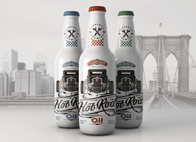 国外Hot Rod Oil啤酒包装设计