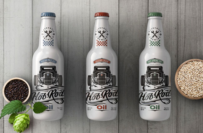 国外Hot Rod Oil啤酒包装设计