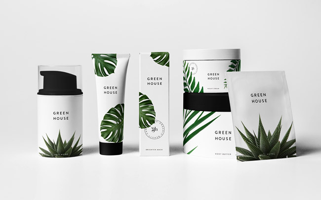 清新的Green House美容护肤品包装设计欣赏