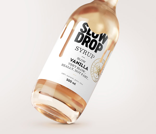 国外靓丽的SLOW DROP鸡尾酒糖浆包装设计