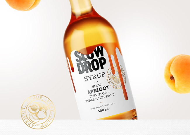 国外靓丽的SLOW DROP鸡尾酒糖浆包装设计