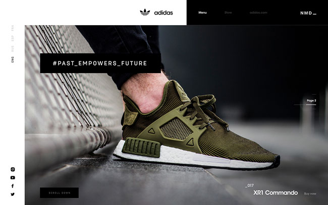 国外adidas NMD时尚鞋子商城购物网页设计欣赏