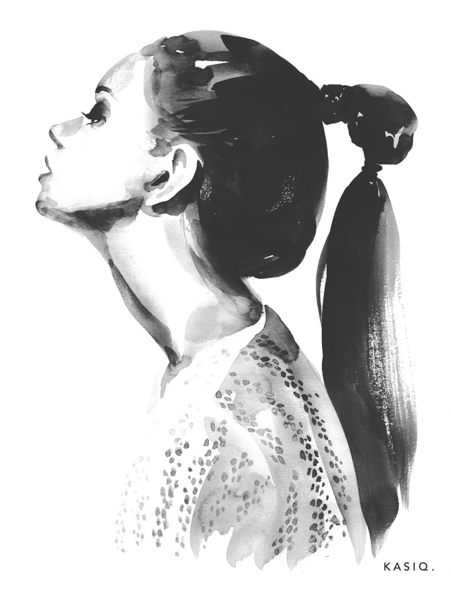 国外插画师Kasiq黑白肖像画设计(一)
