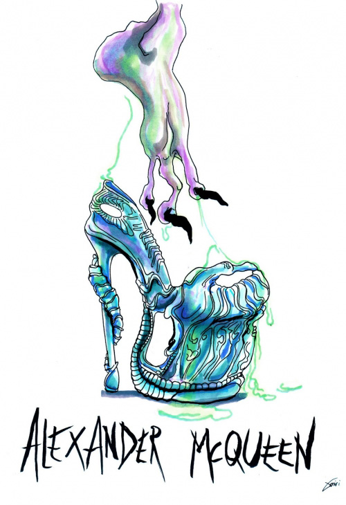 国外插画师Achraf Amiri怪异的时尚鞋子插画设计欣赏