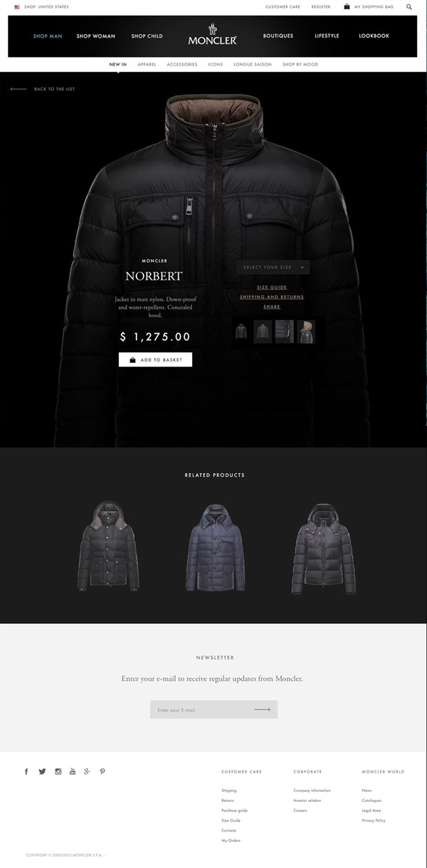 国外Moncler品牌电子商务网站设计欣赏