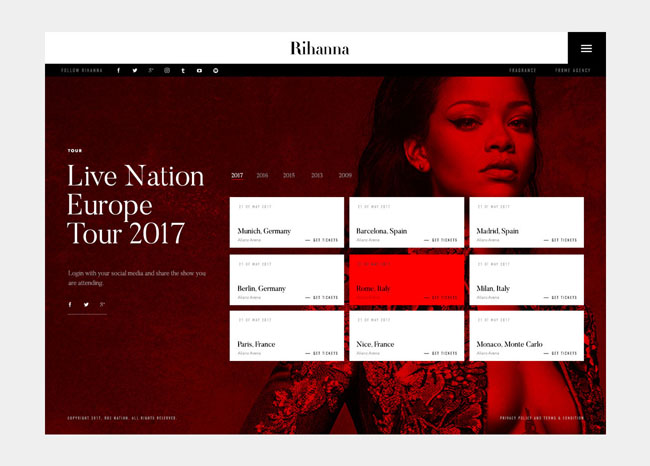 国外艺人Rihanna官方时尚网页设计欣赏