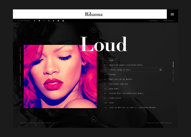 国外艺人Rihanna官方时尚网页设计欣赏