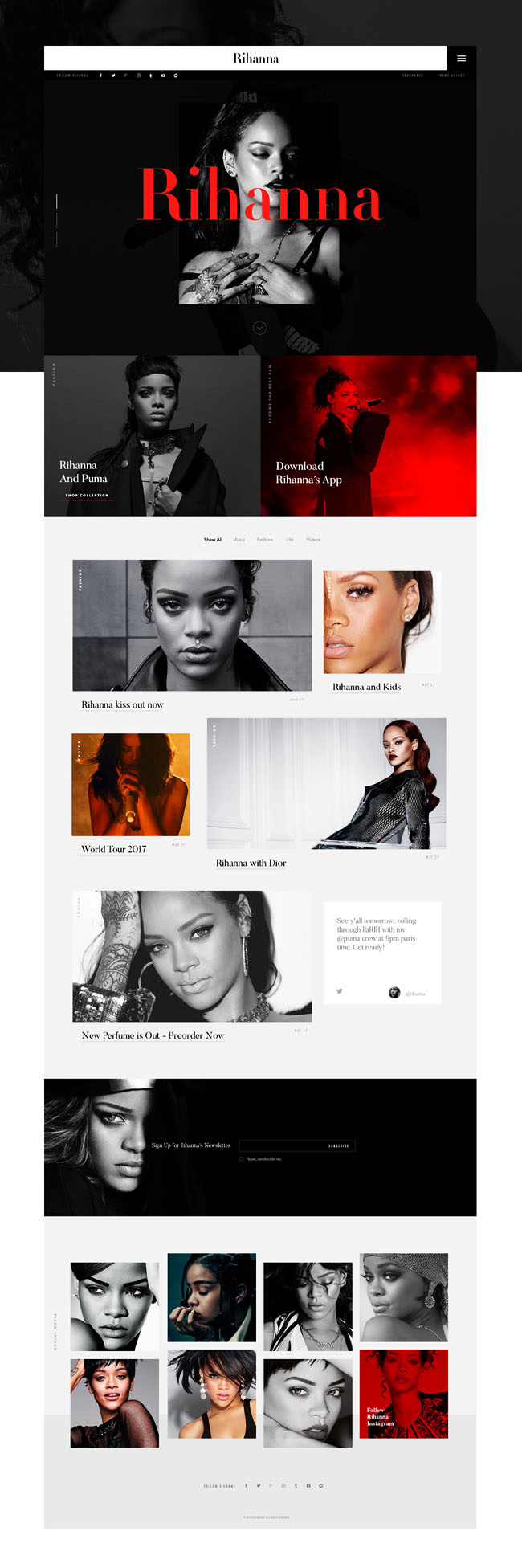 国外艺人Rihanna官方时尚网页设计欣赏