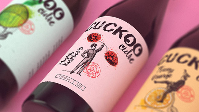 国外品牌Cuckoo Cidre果酒瓶贴设计欣赏