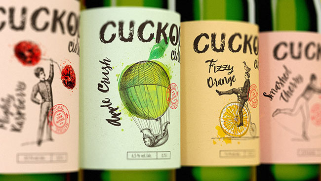 国外品牌Cuckoo Cidre果酒瓶贴设计欣赏