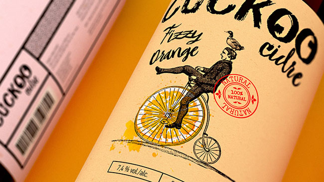 国外品牌Cuckoo Cidre果酒瓶贴设计欣赏