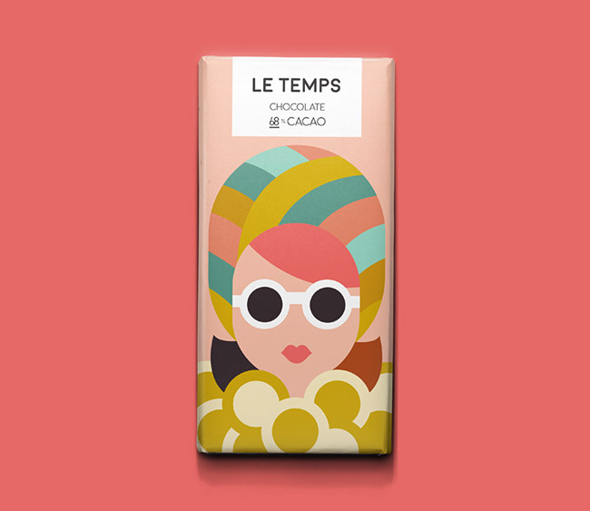 国外Le Temps巧克力时尚插图版包装设计