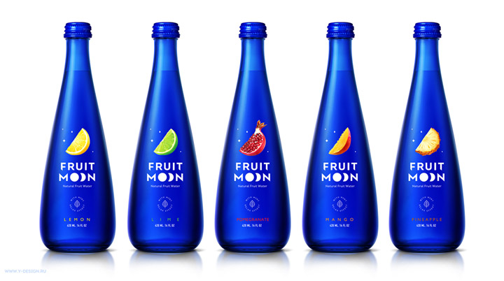 来自Fruit Moon天然果味饮用水系列精美包装设计欣赏