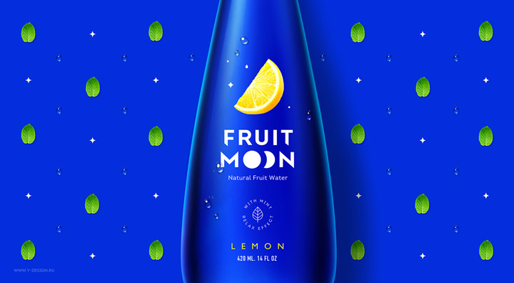 来自Fruit Moon天然果味饮用水系列精美包装设计欣赏