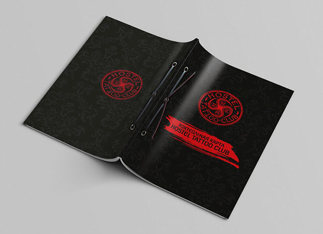 国外Hostel Tattoo纹身俱乐部鸡尾酒菜单设计欣赏