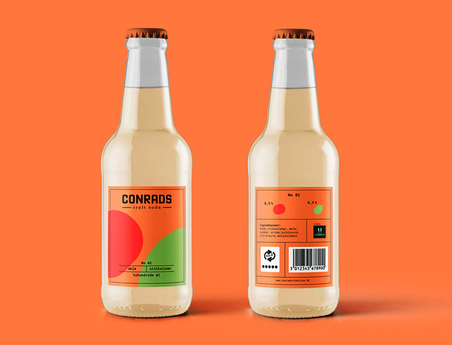 国外简约时尚的conrads汽水瓶贴设计欣赏