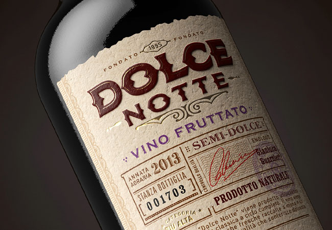 国外DOLCE NOTTE水果酒系列精美瓶贴设计欣赏