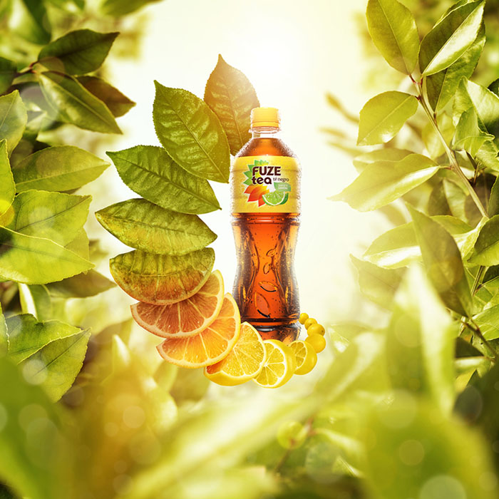 国外可口可乐旗下fuzetea红茶饮料系列合成设计