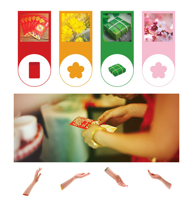 4种简约风格的越南春节图形海报设计作品