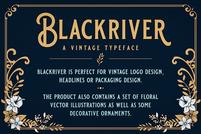 国外优美的Blackriver花纹装饰字体设计欣赏