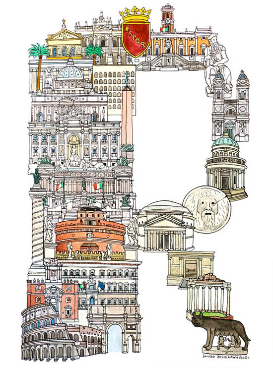 根据欧洲城市特色而创作的26个英文字母设计欣赏