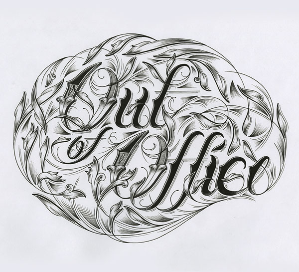 英文Out Of Offic手绘字体设计作品欣赏