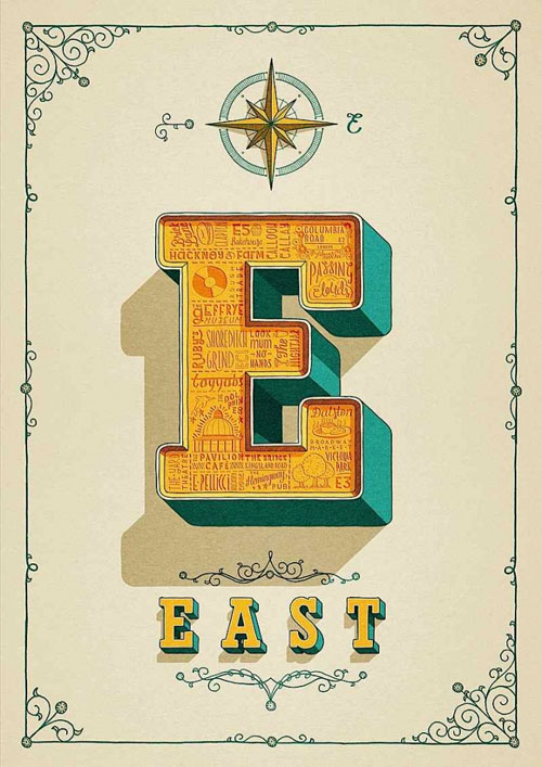 国外设计师Tobias Hall手绘EAST字体设计作品
