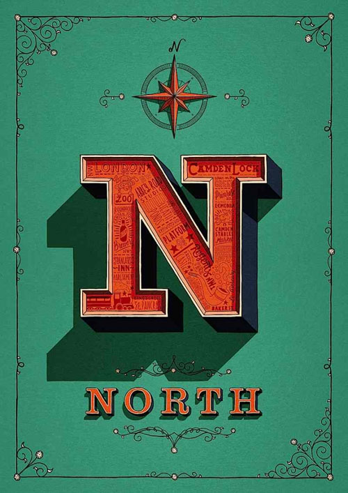 国外设计师Tobias Hall手绘NORTH字体设计作品欣赏