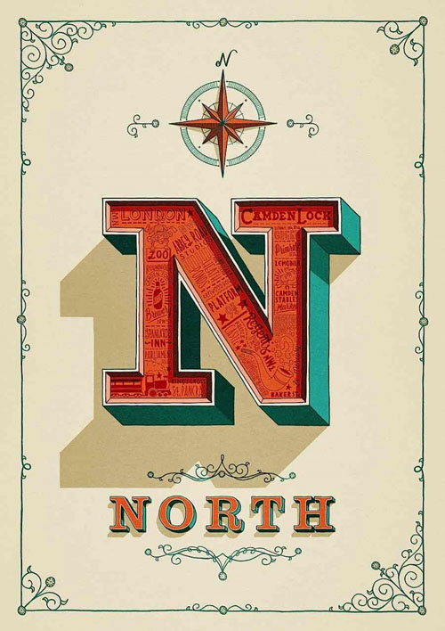 国外设计师Tobias Hall手绘NORTH字体设计作品欣赏