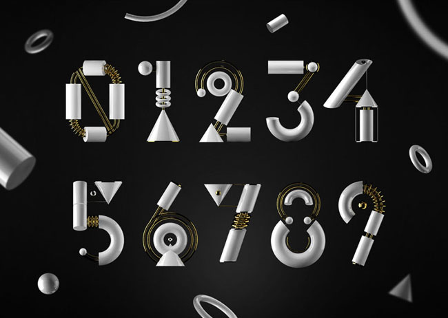 2016国外设计师Miguel Sousa创意数字立体字设计