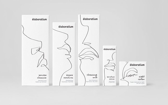 Elaboratium抽象线条的极简风格化妆品包装设计